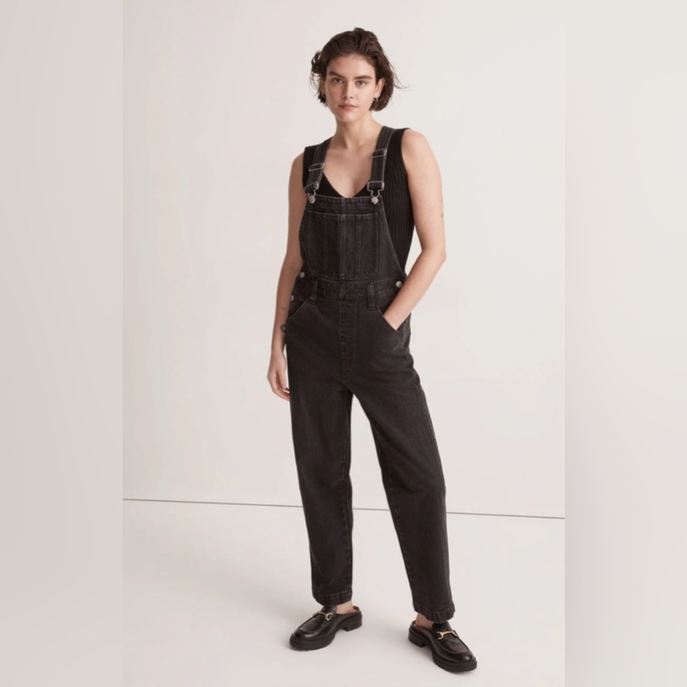 Madewell Black Washed Denim Overalls